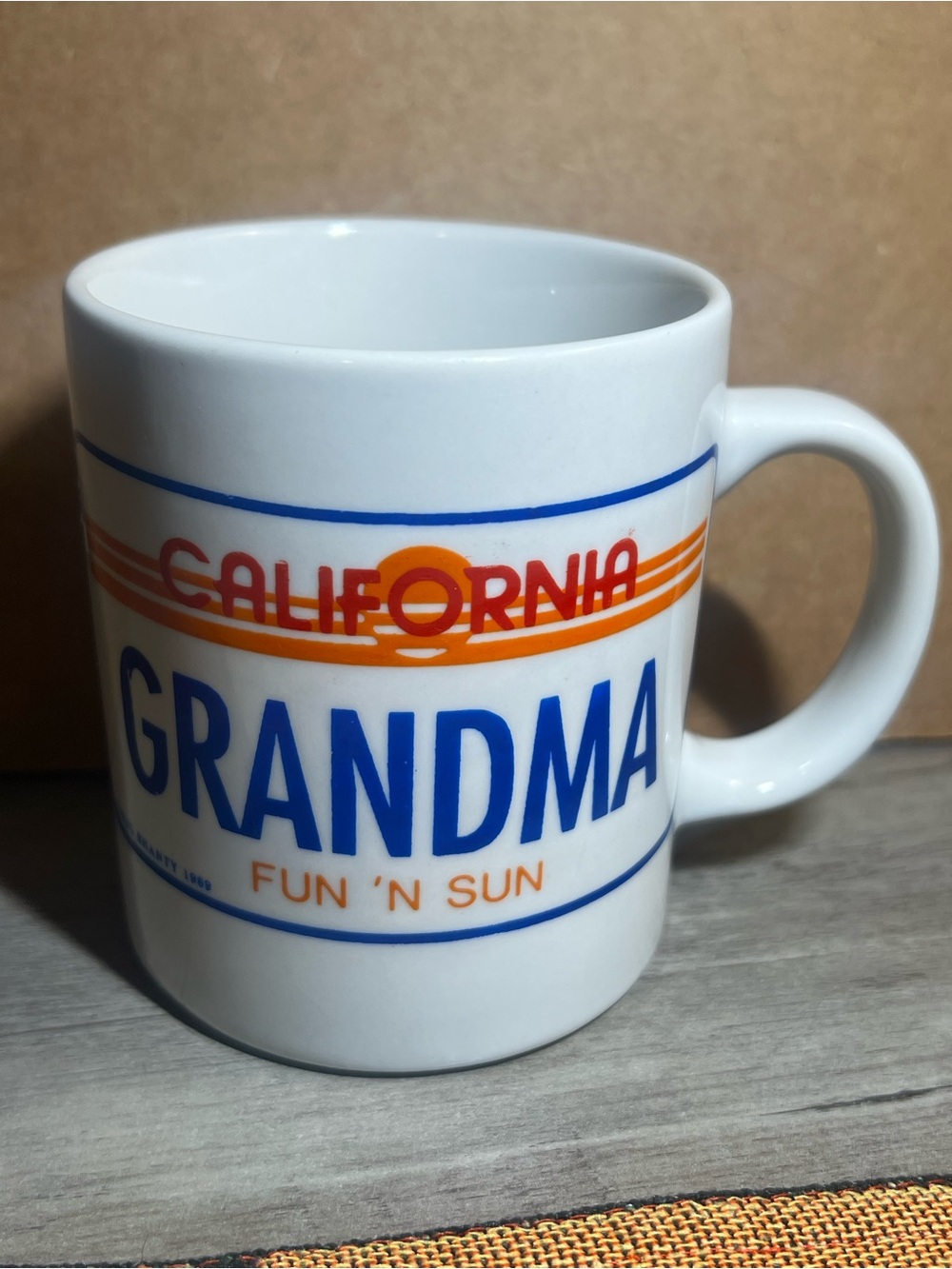 Vintage 1989 Grandma Fun 'n Sun Ceramic Mug — California